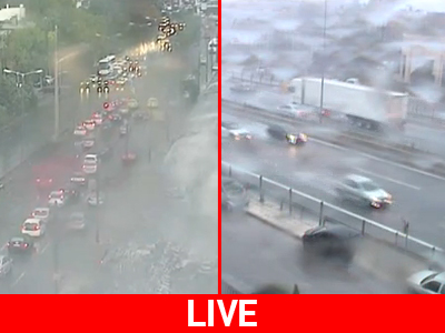 LIVE: Καταρρακτώδης βροχή στα βόρεια προάστια